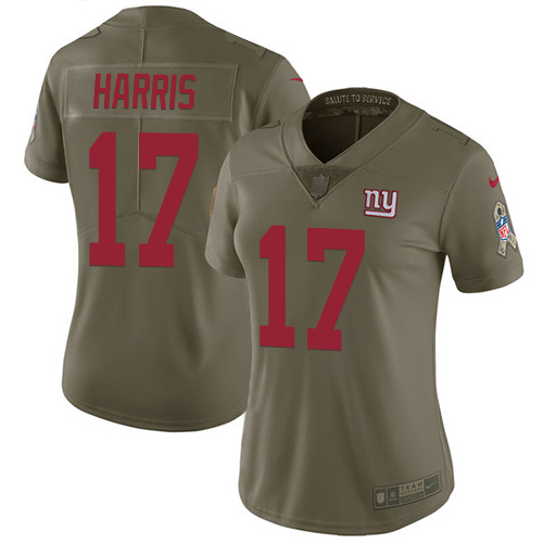Nike Giants #17 Dwayne Harris Olive Women's Stitched NFL Limited Salute to Service Jersey